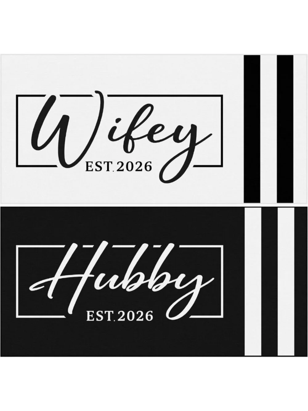 Set of 2 Wifey Hubby Beach Towels - Classic Mr & Mrs Design for Summer Fun